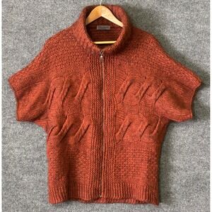 Elsamanda Anthropologie Alpaca Wool Blend Chunky Knit Zip Cardigan One Size